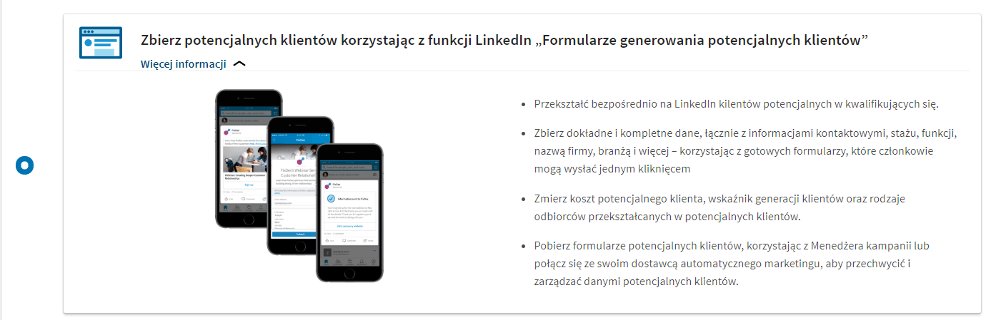 formularz LinkedIn, Linkedin lead
